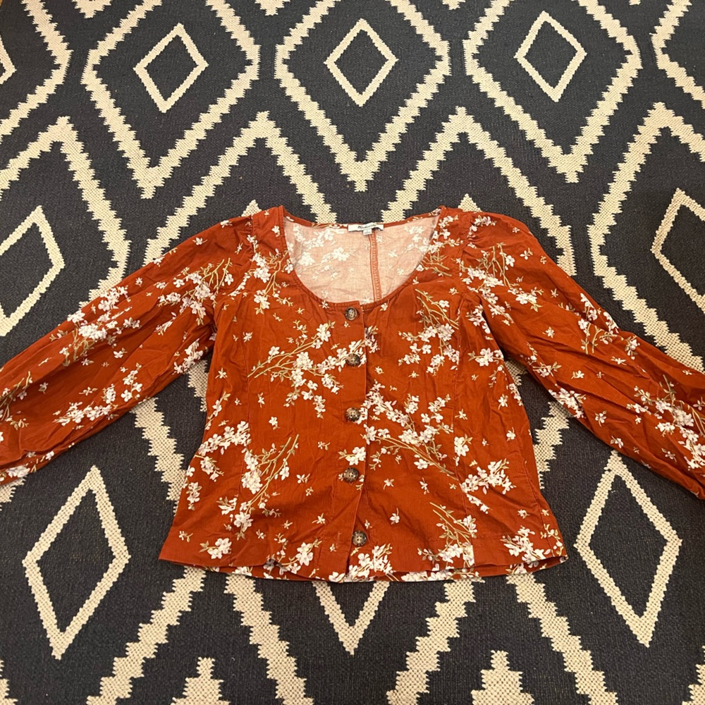 Madewell Rust Floral Blouse